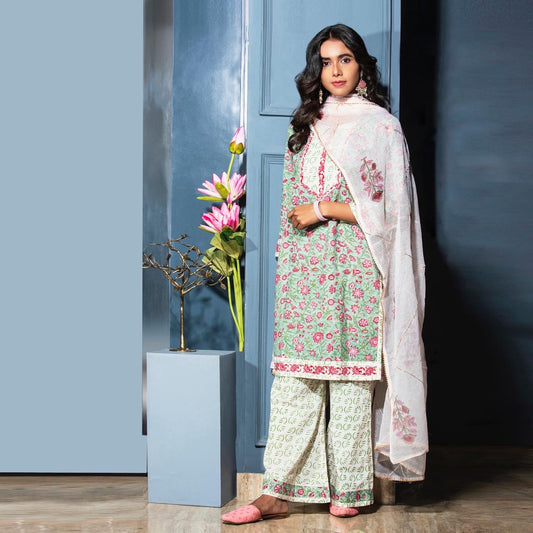 Floral Block Print Suit